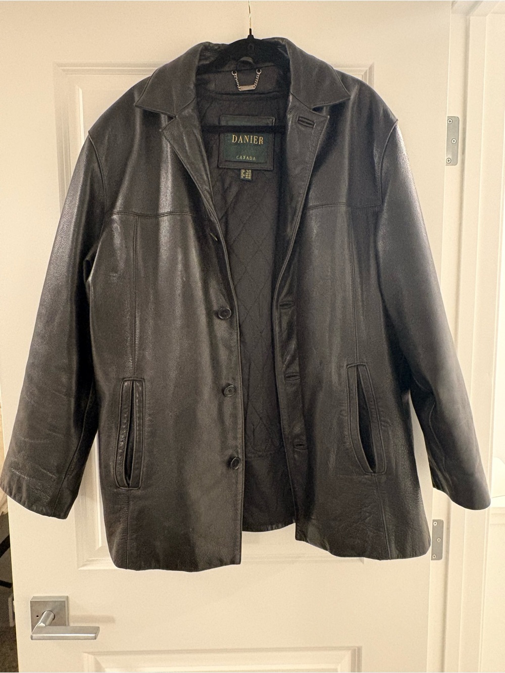 DANIER Black Leather Insulated Jacket with Removable Liner